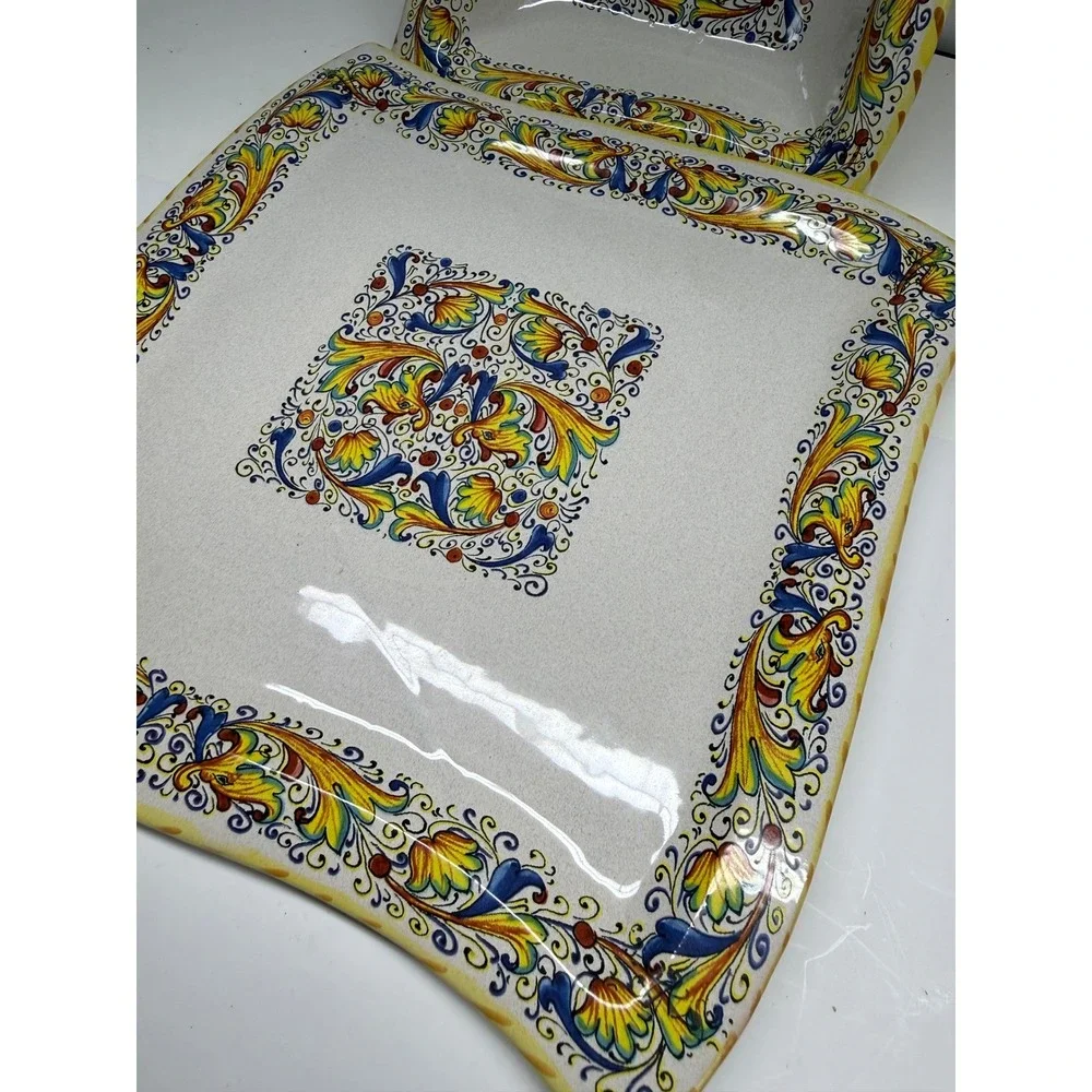 VIN Meridiana Ceramiche Italy Raffaellesco Serving Set Platter and Bowl Majolica